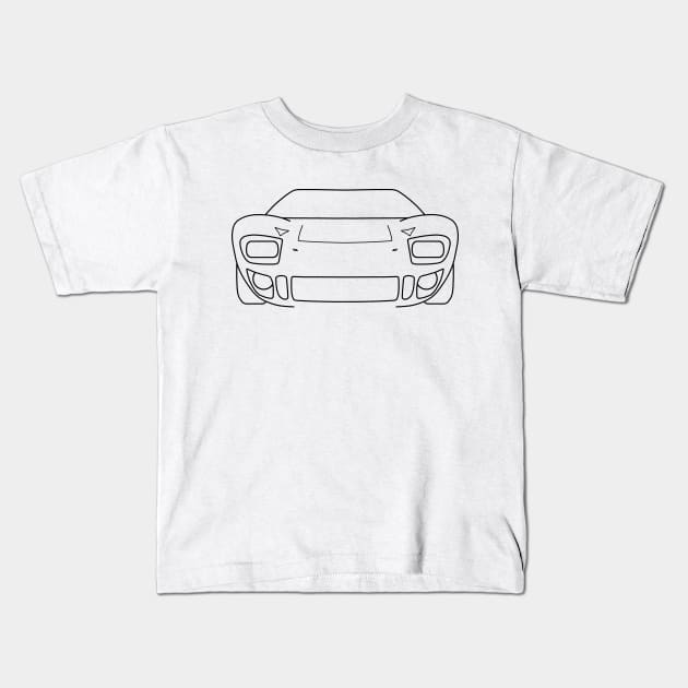 1960s Ford GT40 classic car black outline graphic Kids T-Shirt by soitwouldseem